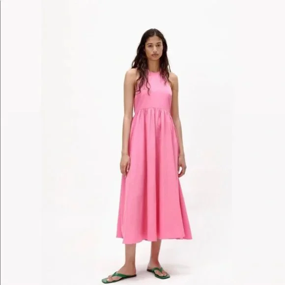 Zara | Dresses | Pink Halter Midimaxi Dress | Poshmark